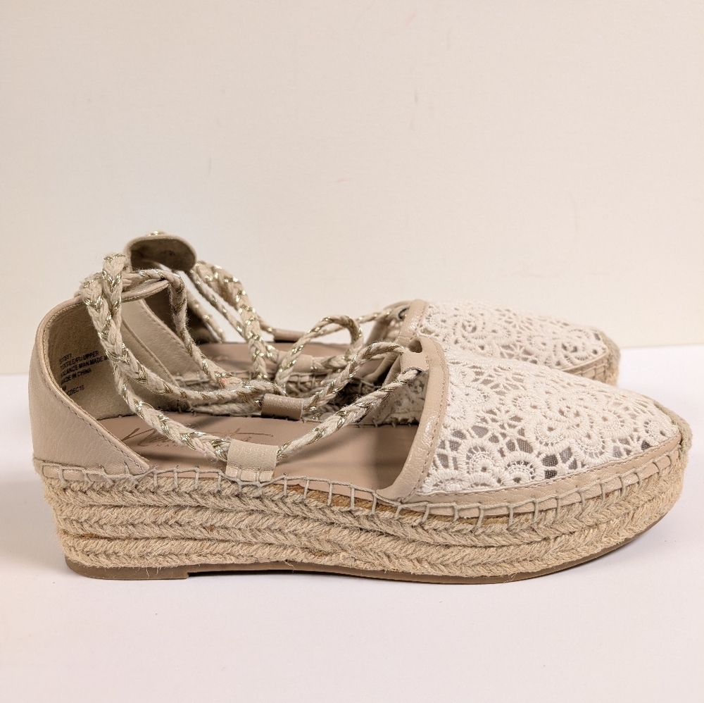 Nanette Lepore Women's Bitsy 1 Espadrille Wedge Sandal Cottagecore Lace - Picture 2 of 13
